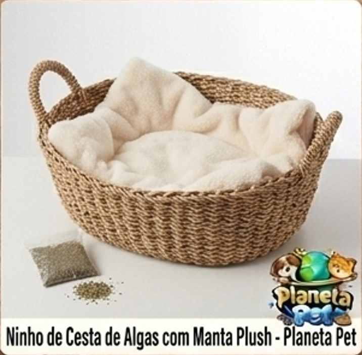 Ninho de Cesta de Algas com Manta Plush